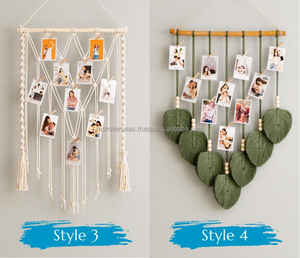 Soporte de fotos de macramé bohemio, decoración de pared colgante, marco de cuerda de algodón, exhibición personalizada para el hogar - Product Image 6