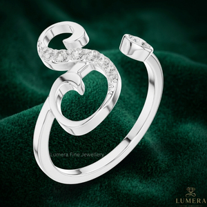 Luxury <b>Initial</b> Letter S <b>Ring</b> for Women 18K White Gold Plated Lab Grown Brilliant Cut Diamond Adjustable Open <b>Ring</b> IGI Certified - Product Image 3