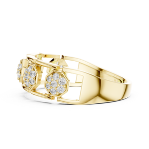 Bague en or jaune 18 carats plaqué rhodium avec diamants de laboratoire taillés en nid d'abeille, idéale pour mariage, fiançailles, cadeau ou usage quotidien pour homme. - Product Image 3