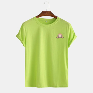 T-shirt Homme Personnalisé 100% Coton Décontracté Uni Ajusté à Manches Courtes avec Broderie Personnalisée et Motif Graphique Bloc de Couleurs – T-shirts Vierge - Product Image 3