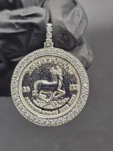 จี้เหรียญครูเกอร์แรนด์แอฟริกาใต้แบบกำหนดเอง จี้เพชรโมอิสซาไนต์ VVS เครื่องประดับฮิปฮอป จี้แร็ปเปอร์แบบเต็มตัว จี้เงินแท้ 925 - Product Image 2