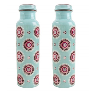 Bouteille artisanale 100% cuivre pur avec couvercle à vis, style antique, pour boire directement, idéale pour le camping ou comme cadeau d'affaires. - Product Image 1