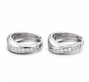 Pendientes de Aro de Plata de Ley 925 con Circonita, Diseño Minimalista, Pendientes de Plata Maciza para Hombre y Mujer, Venta al por Mayor OEM, PENDIENTES DE PLATA - Product Image 3