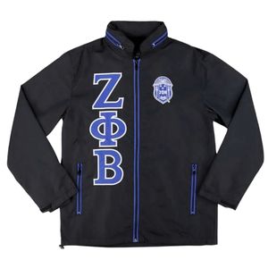 Zeta Phi Beta Blue Windbreaker <b>Jacket</b> Greek Letter Sorority Outerwear Lightweight Zip Up Casual Sporty <b>Jacket</b> - Product Image 4
