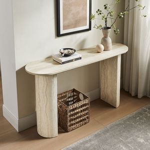 Tavolo Console Moderno da 55,12 Pollici con Motivo in Finto Marmo MARS, Tavolino Sottile in MDF per Soggiorno - Product Image 4
