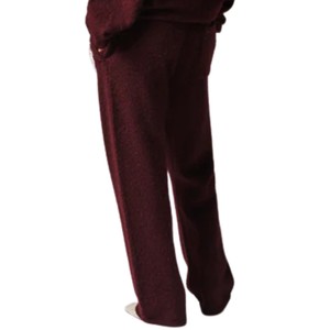 Burgundy Knitted Jogger <b>Pants</b> Unisex Soft Knit Sweatpants Elastic Waist Casual Lounge Streetwear Winter Warm Custom Sizes - Product Image 5