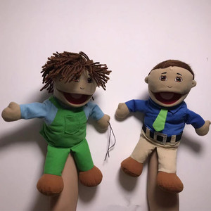 Marionnette en peluche personnalisée pour garçon avec salopette verte et chemise bleue, 11CM-30CM, matériau super doux, pour les enfants de 3 ans et plus, unisexe - Product Image 2