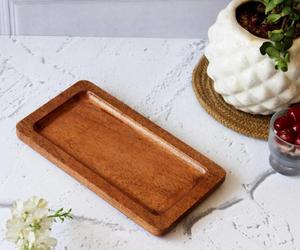 Bandeja de Almacenamiento Multifuncional Rectangular de Madera de Mango, Acabado Pulido, Diseño Minimalista, Vajilla de Cocina de un Solo Nivel, Apta para Lavavajillas - Product Image 2