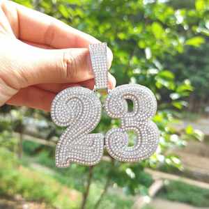 Colgante Personalizado con Letras y Números Grandes, con Diamantes CZ, Regalo Personalizado, Joyería Hiphop Brillante, Accesorios para Hombre - Product Image 2