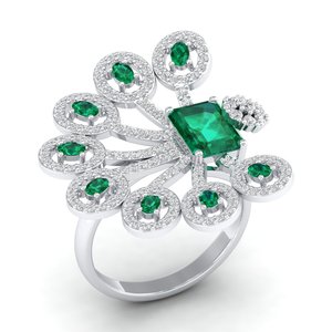 REYES Luxurious 1.75 Carat Emerald Gemstone Engagement <b>Rings</b> in 14K Solid Gold Moissanite Bridal Gift Jewelry For Weddings - Product Image 2