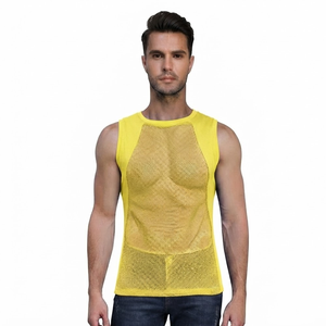 Wholesale Price New Arrivals Factory Price Breathable Plain Dyed Men Sports Mesh Sleeveless Mesh <b>Singlets</b> for Men - Product Image 4