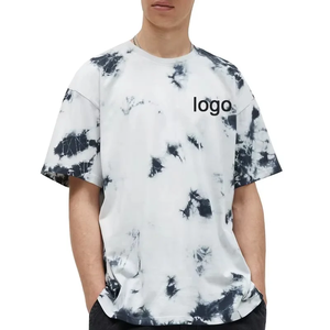 Premium Custom Logo Tie Dye Men's T-Shirt Heavyweight 100% Cotton Oversized Streetwear Tee Black & <b>White</b> Acid Wash Cloud Print - Product Image 3