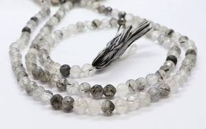 ลูกปัดควอตซ์รูไทล์สีดำทรงกลมเหลี่ยมเพชรพลอยขนาด 5.5-6 มม. ลูกปัดพลอยรูไทล์สีดำธรรมชาติ 14 นิ้ว ทรงกลมเหลี่ยมเพชรพลอย - Product Image 2