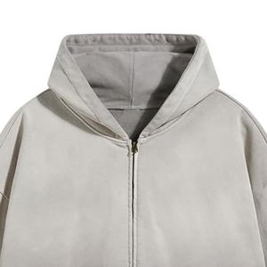 Sudadera con capucha de lujo personalizada, bordada, de felpa, 100% algodón, estilo urbano, vintage, oversize, con efecto lavado ácido y desgastado por el sol, con cremallera. - Product Image 6