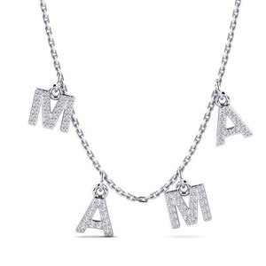 Collar con Colgante de Letra MAM en Aleación de Zinc y Plata 925 con Moissanita y Cristales de Estrás, Estilo Clásico, Unisex, para Regalo - Product Image 1