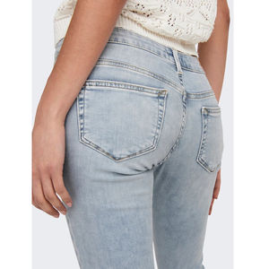 Jean en denim pour femme, coupe skinny, taille moyenne, respirant, style Boyfriend, couleur claire - Product Image 5