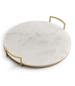 Plateau en marbre au design écologique, plateaux décoratifs, plateau en pierre, plateau de service, plateau de service en marbre avec poignée en métal à prix d'usine bas - Product Image 3