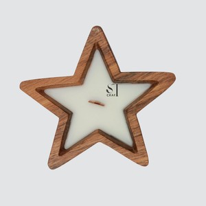 Vela de soja perfumada con logotipo personalizado, portavelas de madera en forma de estrella, tazón de cera de madera natural ecológico para aliviar el estrés, venta al por mayor - Product Image 2