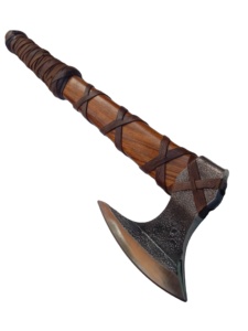 Handmade <b>Axe</b> Carbon Steel Blade Wood <b>Handle</b> With Leather Sheath Outdoor Knife - Product Image 2