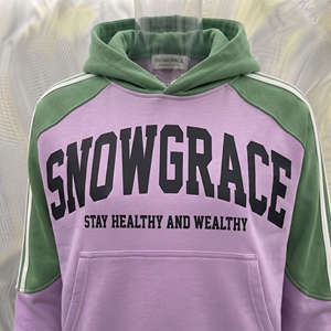 Snowgrace <b>Pink</b> Cropped <b>Hoodie</b> Unisex Raglan Sleeve French Terry 100% Cotton Oversized Fit Front Letter Print Autumn Casual Style - Product Image 5