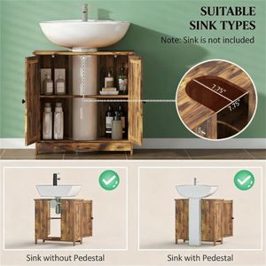 Meuble de salle de bain marron avec vasque, élégant meuble de salle de bain en bois - Product Image 3