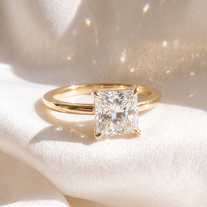 Nouvelle conception de bague en diamant synthétique taille princesse, or jaune 14 carats, diamant cultivé en laboratoire, solitaire, fiançailles, bijoux fins pour femmes - Product Image 1