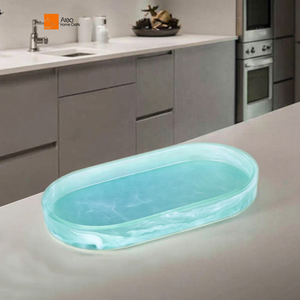 Plateau décoratif en résine, plateau de rangement pour bijoux en résine, plateau de service pour thé et en-cas en résine - Product Image 6