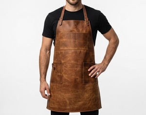 Delantal de Cuero Genuino Personalizable para Venta al por Menor con Marca Privada - Calidad Profesional, Resistente a Olores, Ropa Casual para Taller LPN-0334 - Product Image 5