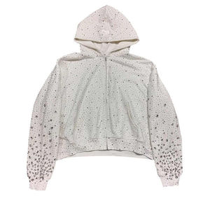 Sweat à capuche en molleton anti-rétrécissement personnalisé pour homme, 100 % coton, détails en strass, épaules tombantes, coupe oversize, grandes tailles, hiver, 300g, séchage rapide - Product Image 4