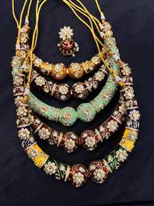 Ensemble de bijoux indiens traditionnels pour femmes MP WORLD, collier et boucles d'oreilles en perles vert menthe, bijoux ethniques pour mariage, bijoux de mode - Product Image 6