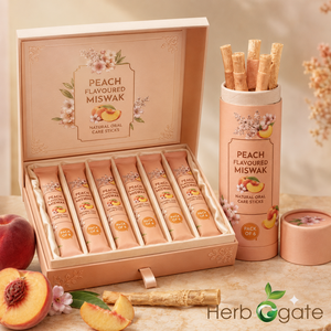 Bâtonnets de Miswak aromatisés à la pêche, paquets de 6, bâtonnets naturels de nettoyage buccal avec emballage individuel, boîtes personnalisées imprimées et étiquette privée - Product Image 4