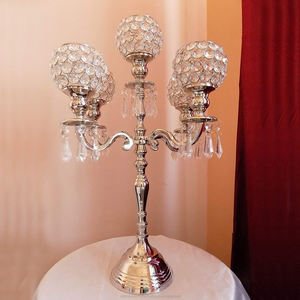 Candélabre 5 bougies avec perles de cristal complètes Hôtel et entrée de mariage Décoratif Grand candélabre fait main pour la décoration - Product Image 5