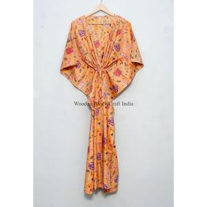 Nuevo Vestido Kaftán de Algodón para Mujer Talla Grande, Estilo Vintage con Estampado, Manga Corta, Holgado, para Playa, Verano - Product Image 6