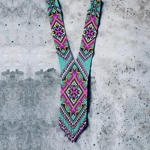 Collar de cuentas tribal étnico de la mejor calidad de EE. UU. y Reino Unido, con cuentas de semillas turquesa y rosa, para regalo, boda, aniversario - Product Image 6
