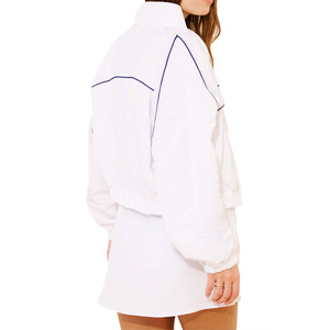 Custom <b>White</b> Nylon Sports Windbreaker <b>Jacket</b> for Women <b>Men</b> <b>Jackets</b> Zip-Up Casual <b>Jacket</b> with Navy Stripes High-Quality Wholesale - Product Image 2