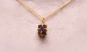 Colgante Infantil de Cuarzo Ahumado Natural con Plata de Ley 925 y Baño de Oro de 14K, Piedra Curativa de Cristal Natural, Joyería Hecha a Mano, Regalo - Product Image 2