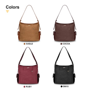 Premium Suede 12 Inch <b>Convertible</b> Totepack Laptop Compartment Multi-Pocket Design Satin Lining Zipper Closure Rubber Logo Daily - Product Image 6