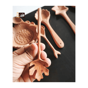 Cuillère à café en bois d'acacia massif, faite à la main, design vintage, écologique, à long manche, petite, en gros, prix abordable - Product Image 5
