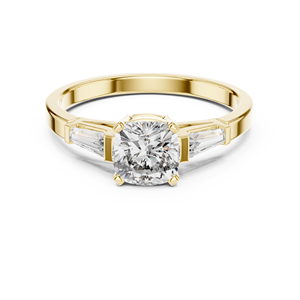 Bague solitaire en or blanc 18 carats avec diamant de laboratoire taille coussin, sertie sur une monture baguette, idéale pour les fêtes, les mariages, l'usage quotidien et comme cadeau de luxe pour femme. - Product Image 6
