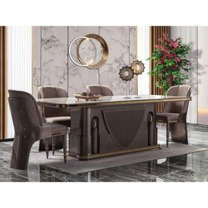 Modern Luxury Solid Mahogany Wood Dining Room Set Cabinet 6 Chairs Oval Kitchen <b>Table</b> Storage Sideboard <b>Buffet</b> Furniture - Product Image 1