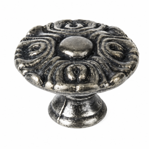 Premium Cast Iron Floral Cabinet <b>Knob</b> for Drawer Cupboard Dresser Furniture | Embossed Round Flower Pull Handle for Kitchen Hard - Product Image 1