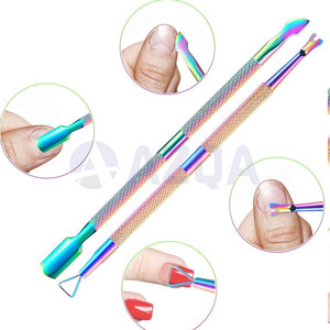 Wholesale High Quality Stainless Steel Rainbow Titanium <b>Cuticle</b> <b>Nipper</b> And Double Ended Nail Pusher Tool Set For Manicure - Product Image 3