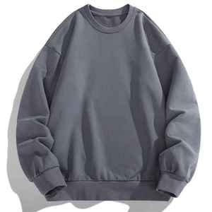 Sweat-shirt unisexe à col rond en coton, couleur unie, coupe ample, tricoté, décontracté, pour l'automne - Product Image 3
