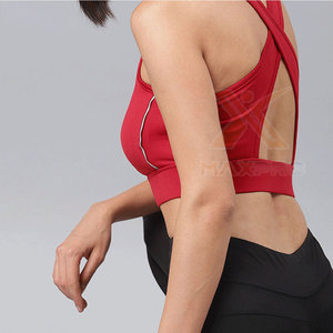 Hauts de yoga respirants pour femmes, marque privée, soutien élevé, écologiques, en Spandex/Nylon, pour usage extérieur, confortables, avec logo frontal - Product Image 4