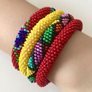 Ensemble de bracelets en perles de verre faites à la main, crochetés, pour femmes, bijoux de poignet, accessoires tubulaires élastiques perlés, cadeau de fête - Product Image 6