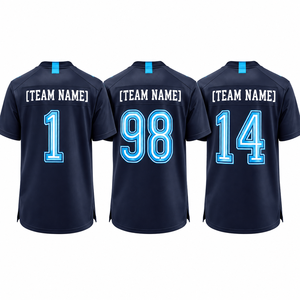 เสื้อฟุตบอลอเมริกันปักลายตามสั่ง ผ้าโพลีเอสเตอร์ 100% แขนสั้น พร้อมชื่อและหมายเลข สำหรับผู้ใหญ่ ใส่เล่นทีม - Product Image 1
