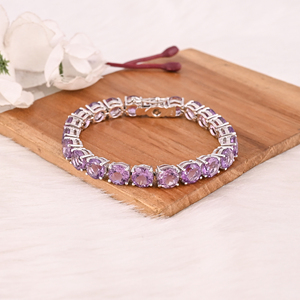 Luxury Purple <b>Amethyst</b> Tennis <b>Bracelet</b> Handmade 925 Silver Unisex Jewelry - Product Image 1