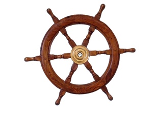 Timón de Barco de Madera Artesanal Náutico de 12 Pulgadas / Timón de Barco Pirata de Color Marrón, Decoración de Pared para el Hogar, Artículo de Regalo para Halloween - Product Image 4