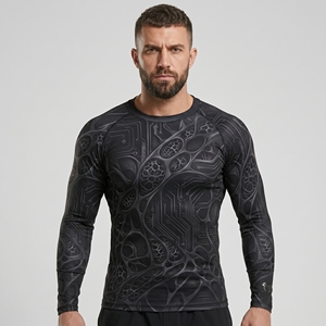 เสื้อรัดกล้ามเนื้อผู้ชายทรงสลิมสำหรับ MMA แบบซับลิเมชั่น น้ำหนักเบา สกรีนโลโก้ได้ตามต้องการ เหมาะสำหรับการฝึกซ้อมมวยปล้ำ เสื้อรัดกล้ามเนื้อผู้ชาย ระบายอากาศได้ดี - Product Image 4