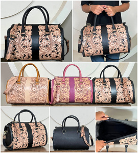 Bolsos de Viaje Grandes de Cuero Floral Hechos a Mano, Bolsos de Fin de Semana de Cuero Genuino de Primera Calidad, Lujosos y de Alta Calidad - Product Image 3